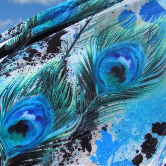 XL The Pyramid Collection skirt flare velour peacock feather elastic waist cute - Picture 3 of 8